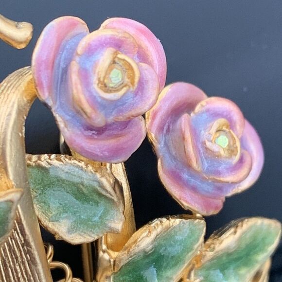 Mother Mom Pin Tanya Creations TC Floral Flower Bouquet Pink Vintage Brooch Pin - Picture 5 of 11